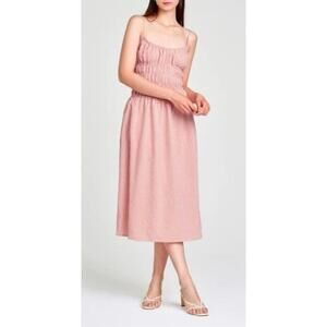 Wayf Isabelle Shirred Seersucker Midi Sundress